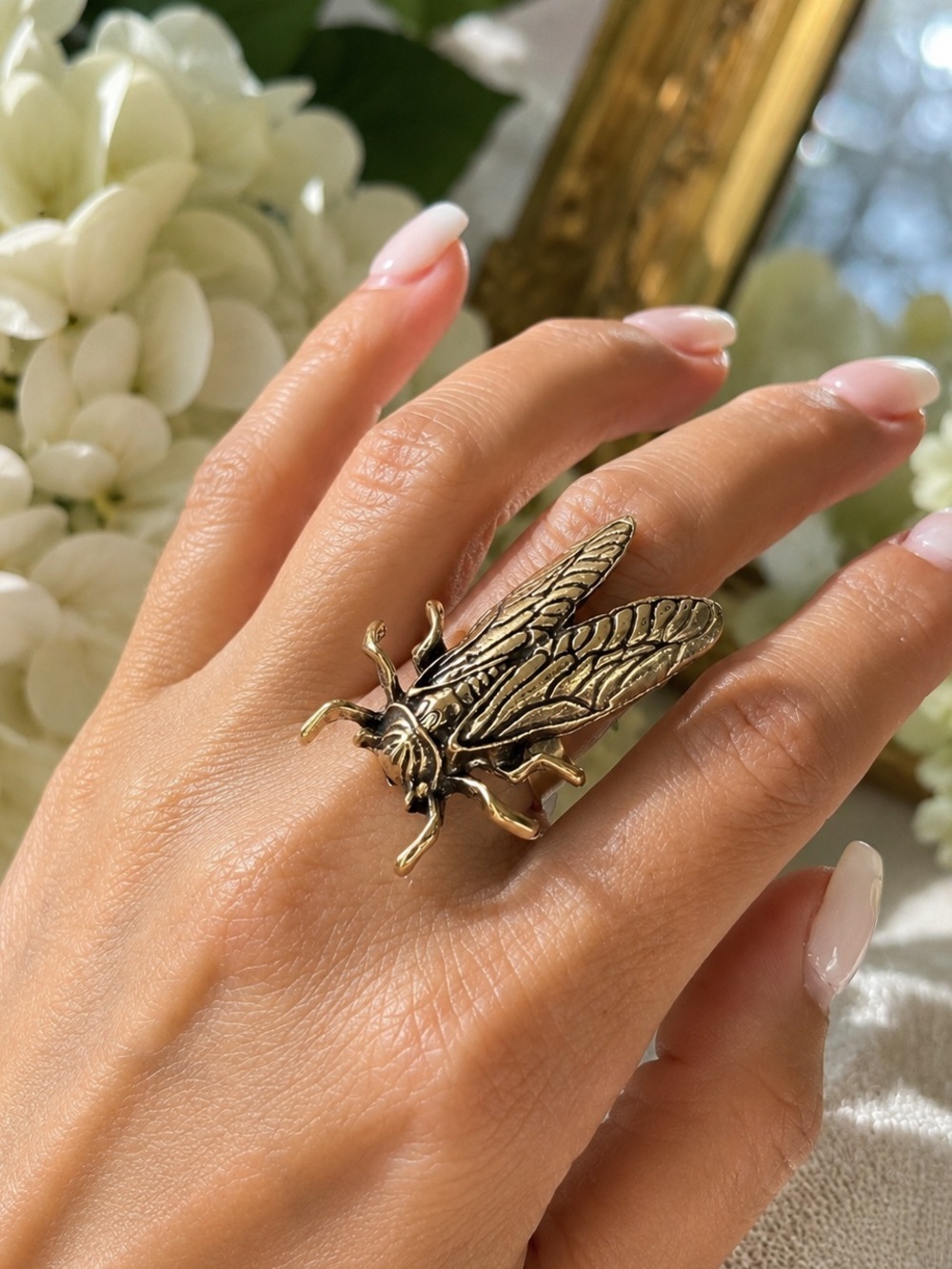 Vintage Style Cicada Adjustable Statement Ring